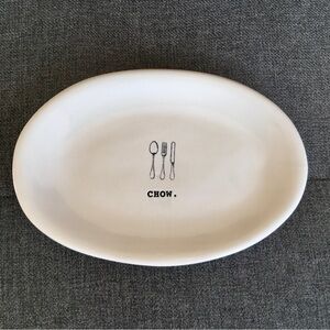 Rae Dunn CHOW Artisan Collection Appetizer Dish, White, Black